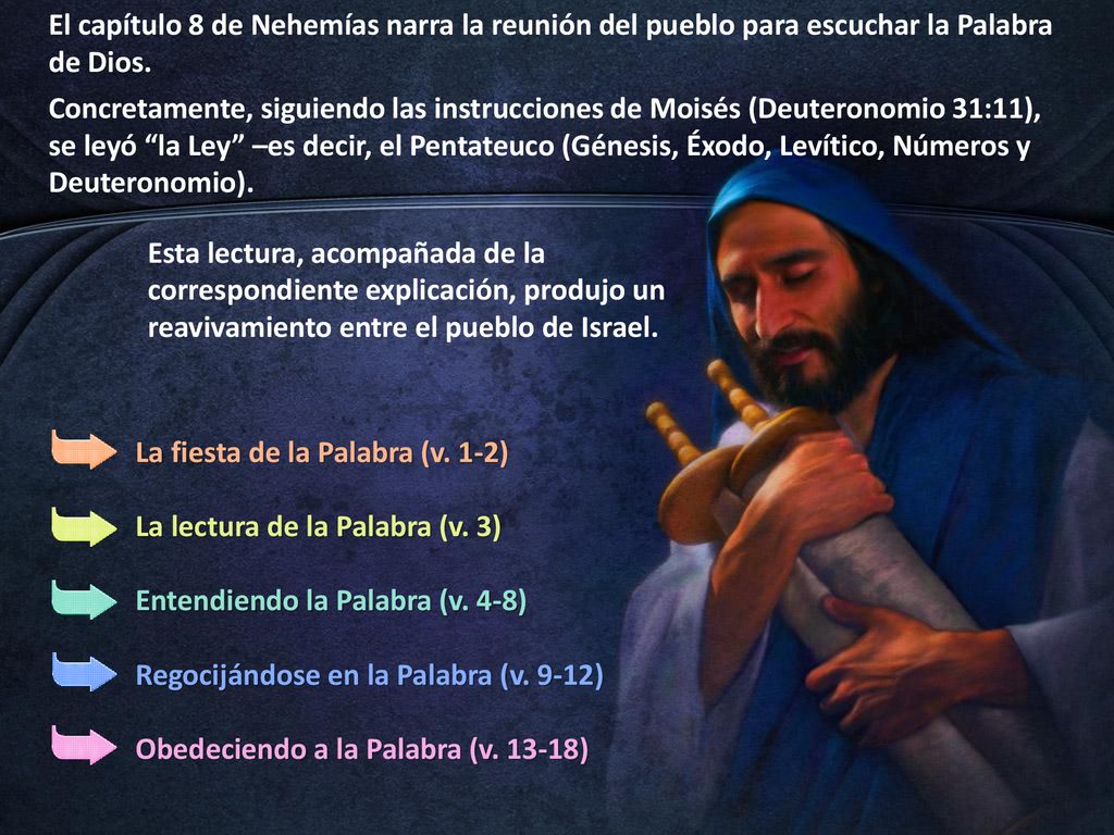 El capítulo 8 de Nehemías narra la reunión del pueblo para escuchar la Palabra de Dios.