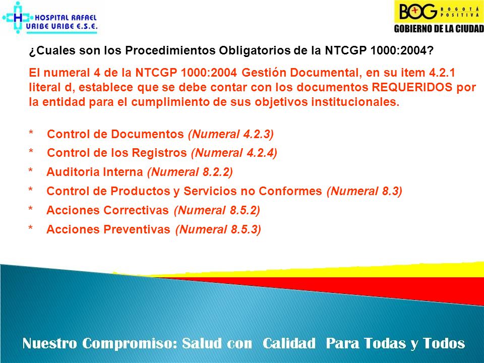¿Cuales son los Procedimientos Obligatorios de la NTCGP 1000:2004