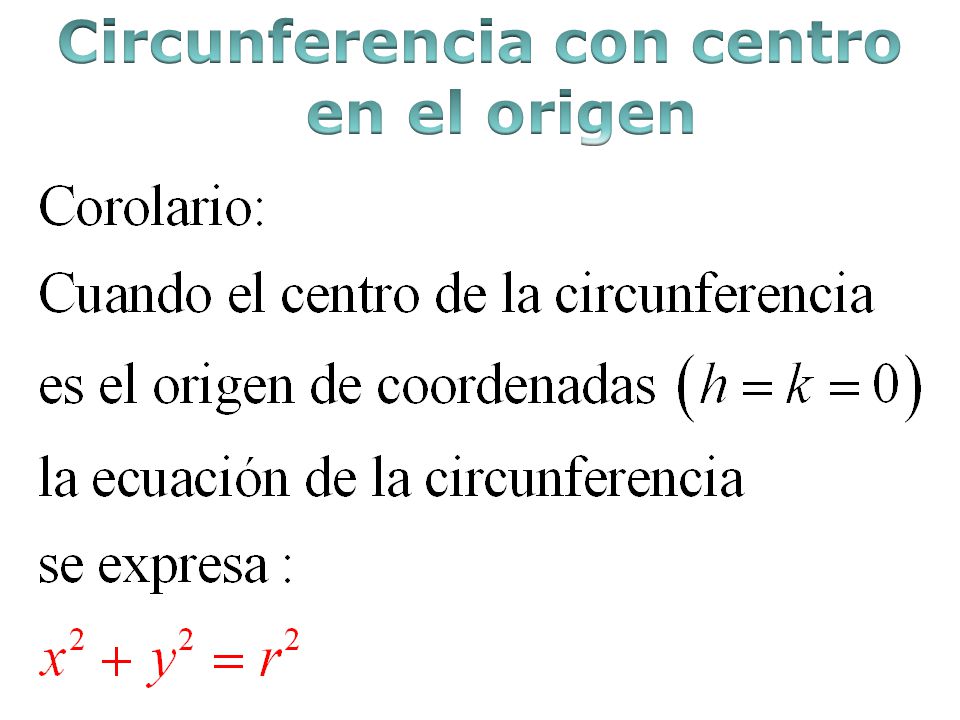 Circunferencia con centro en el origen