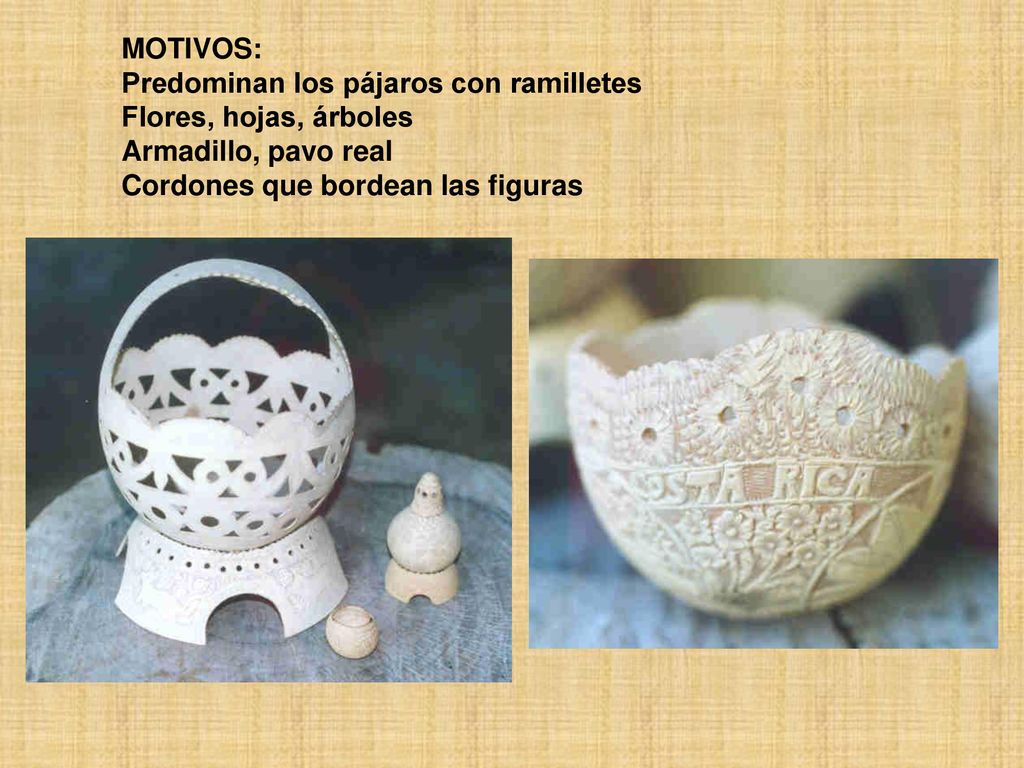 MOTIVOS: Predominan los pájaros con ramilletes. Flores, hojas, árboles.