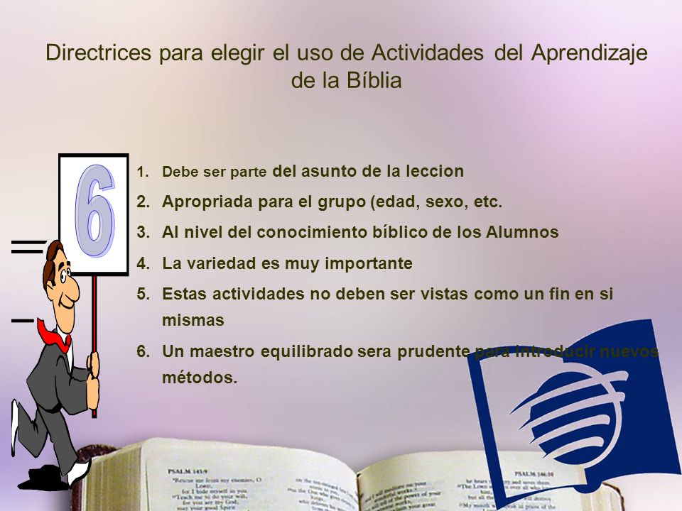 Directrices para elegir el uso de Actividades del Aprendizaje de la Bíblia