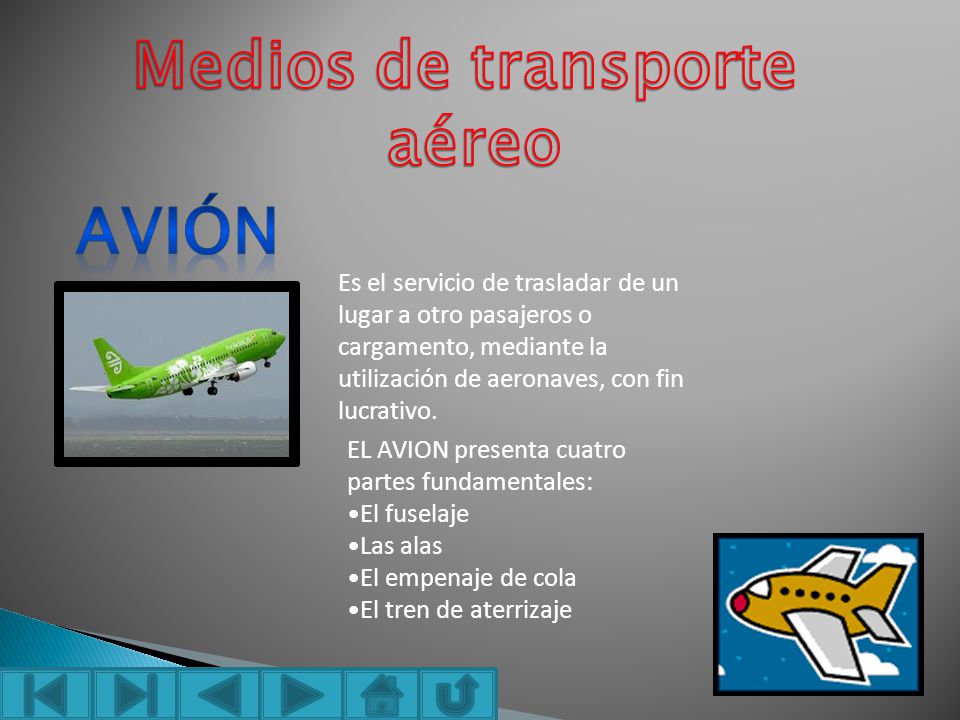 Medios de transporte aéreo avión