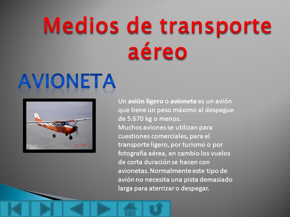 Medios de transporte aéreo
