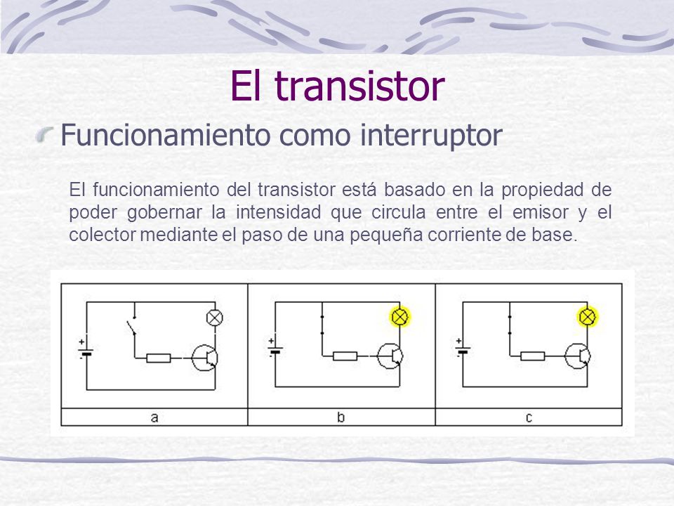 El transistor Funcionamiento como interruptor