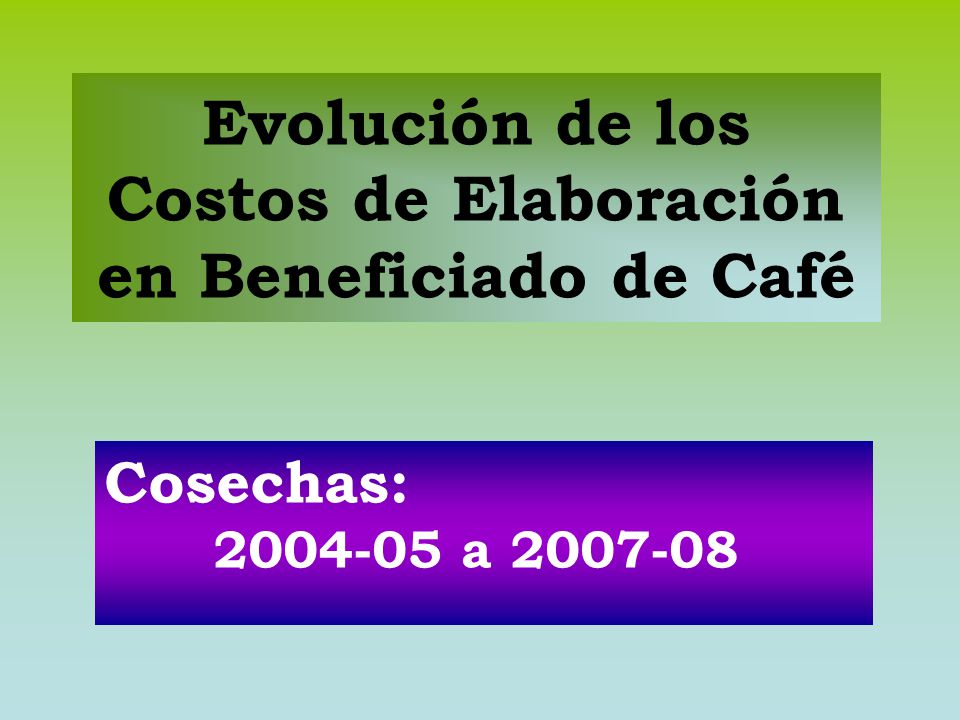 Evolución de los Costos de Elaboración en Beneficiado de Café