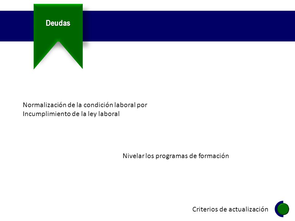 Deudas Normalización de la condición laboral por