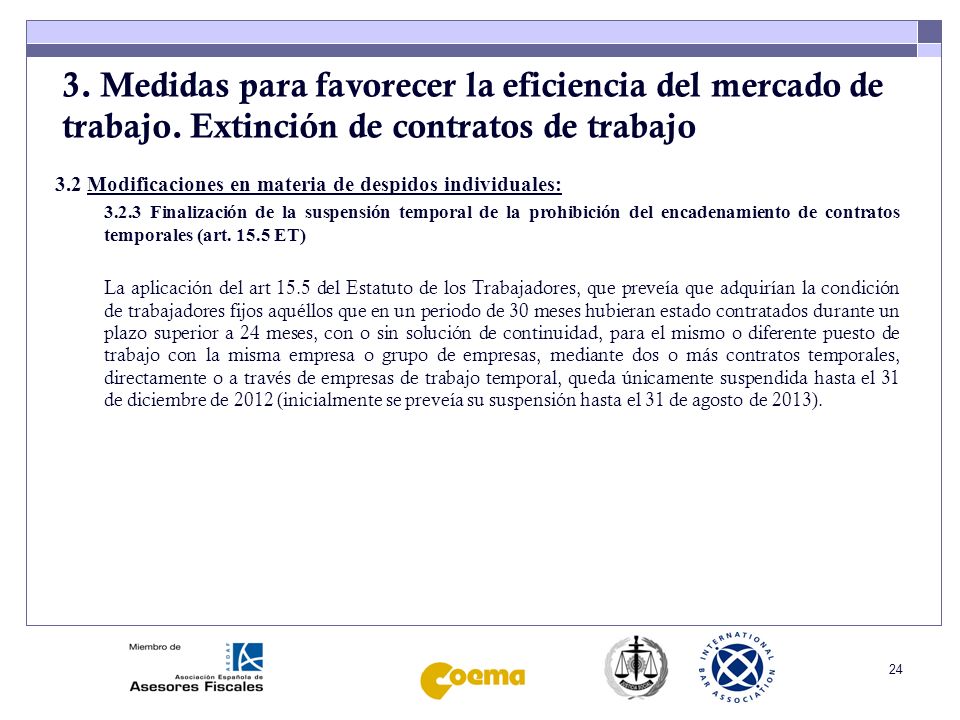 3. Medidas para favorecer la eficiencia del mercado de trabajo