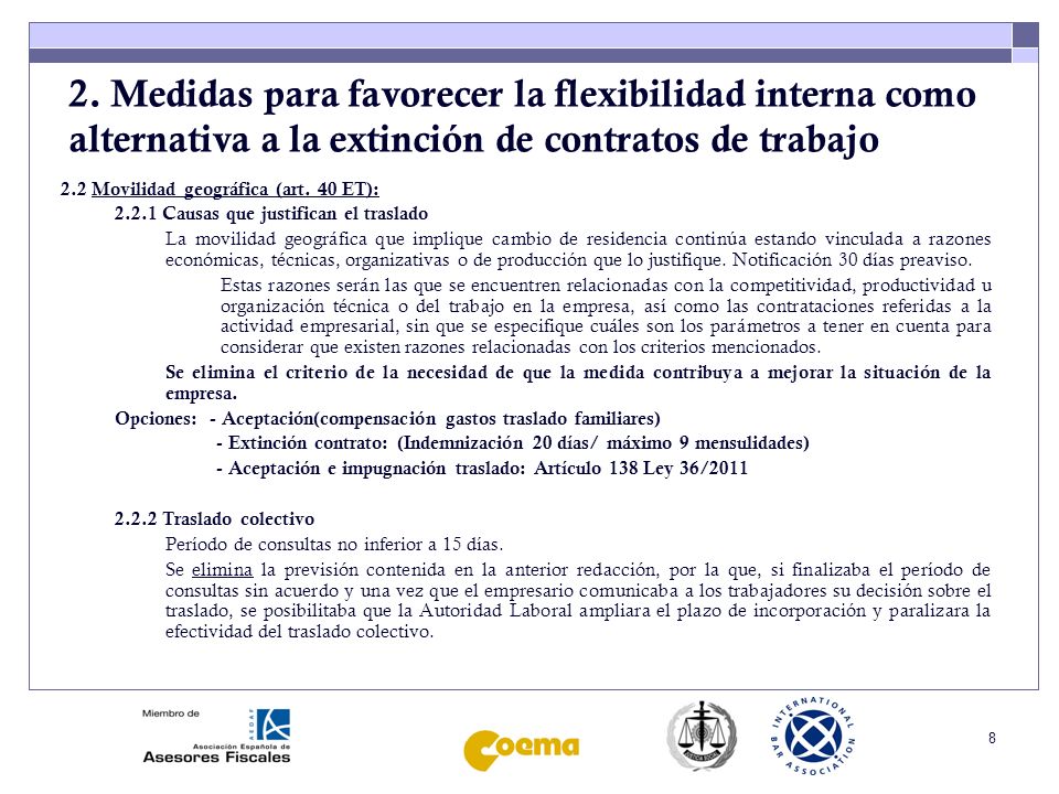 2. Medidas para favorecer la flexibilidad interna como alternativa a la extinción de contratos de trabajo
