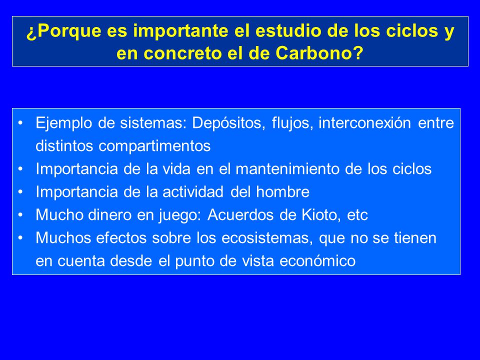 ¿Porque es importante el estudio de los ciclos y en concreto el de Carbono