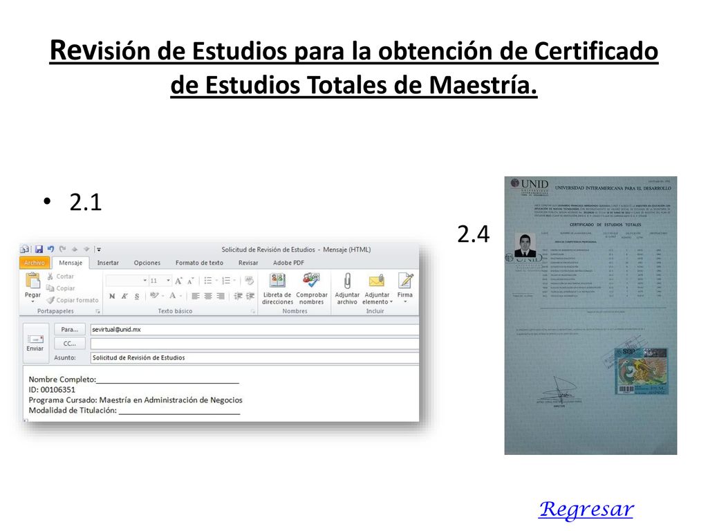 Revisión de Estudios para la obtención de Certificado de Estudios Totales de Maestría.