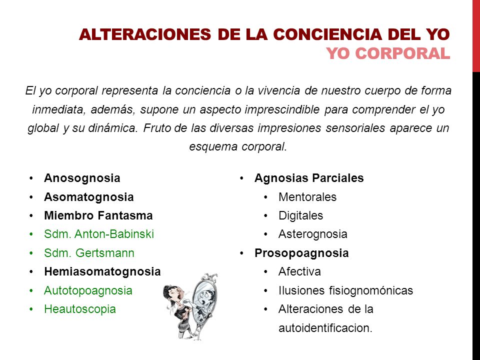 Alteraciones de la CONCIENCIA DEL YO YO CORPORAL