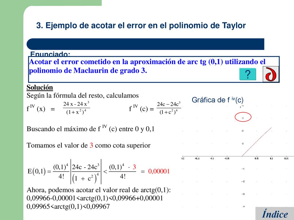 3. Ejemplo de acotar el error en el polinomio de Taylor