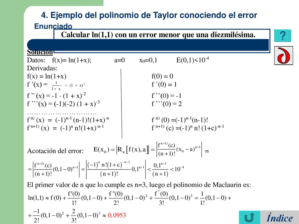 4. Ejemplo del polinomio de Taylor conociendo el error
