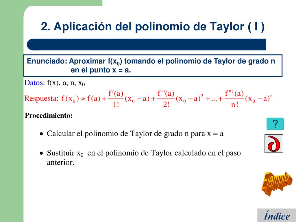 2. Aplicación del polinomio de Taylor ( I )