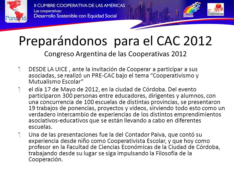 Preparándonos para el CAC 2012 Congreso Argentina de las Cooperativas 2012