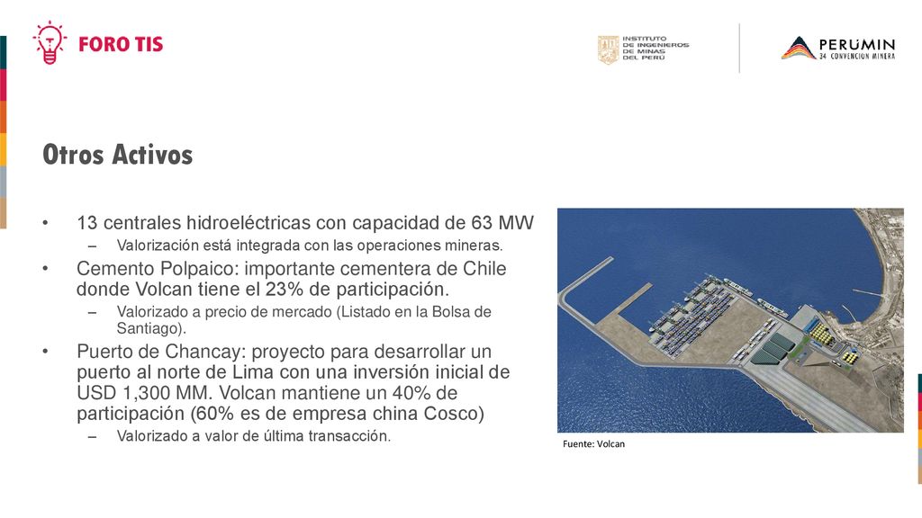 Otros Activos 13 centrales hidroeléctricas con capacidad de 63 MW