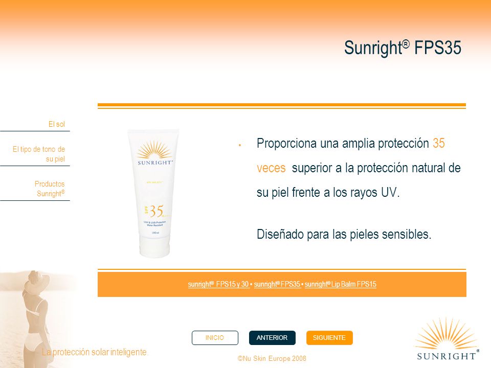 sunright® FPS15 y 30 • sunright® FPS35 • sunright® Lip Balm FPS15