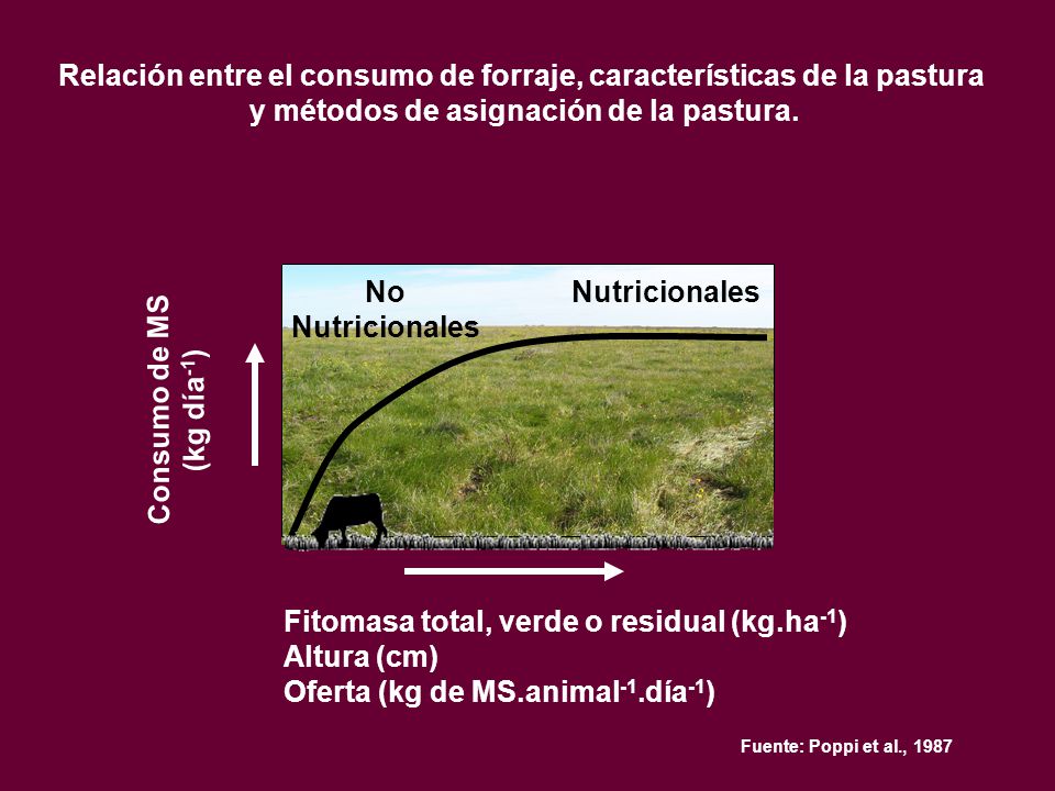 Relación entre el consumo de forraje, características de la pastura
