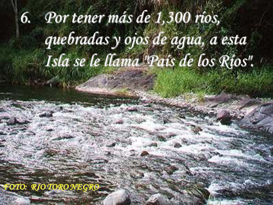 Por tener más de 1,300 ríos, quebradas y ojos de agua, a esta Isla se le llama País de los Ríos .