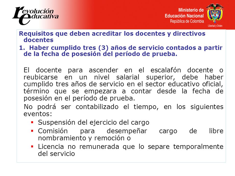 No podrá ser contabilizado el tiempo, en los siguientes eventos:
