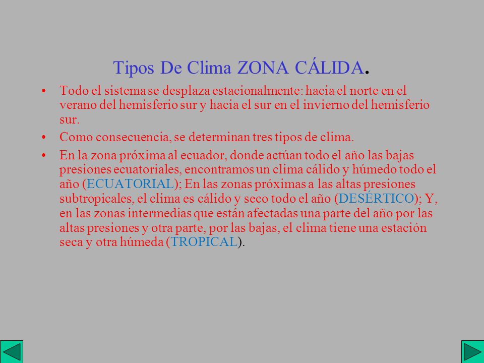 Tipos De Clima ZONA CÁLIDA.