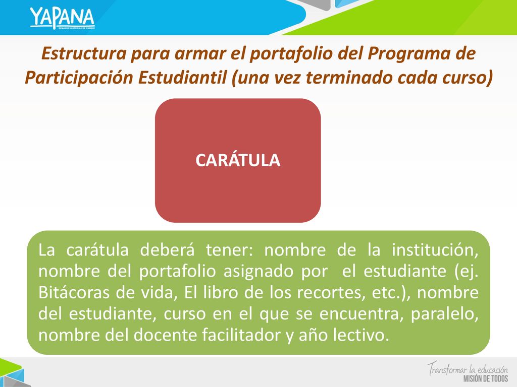 Estructura para armar el portafolio del Programa de Participación Estudiantil (una vez terminado cada curso)