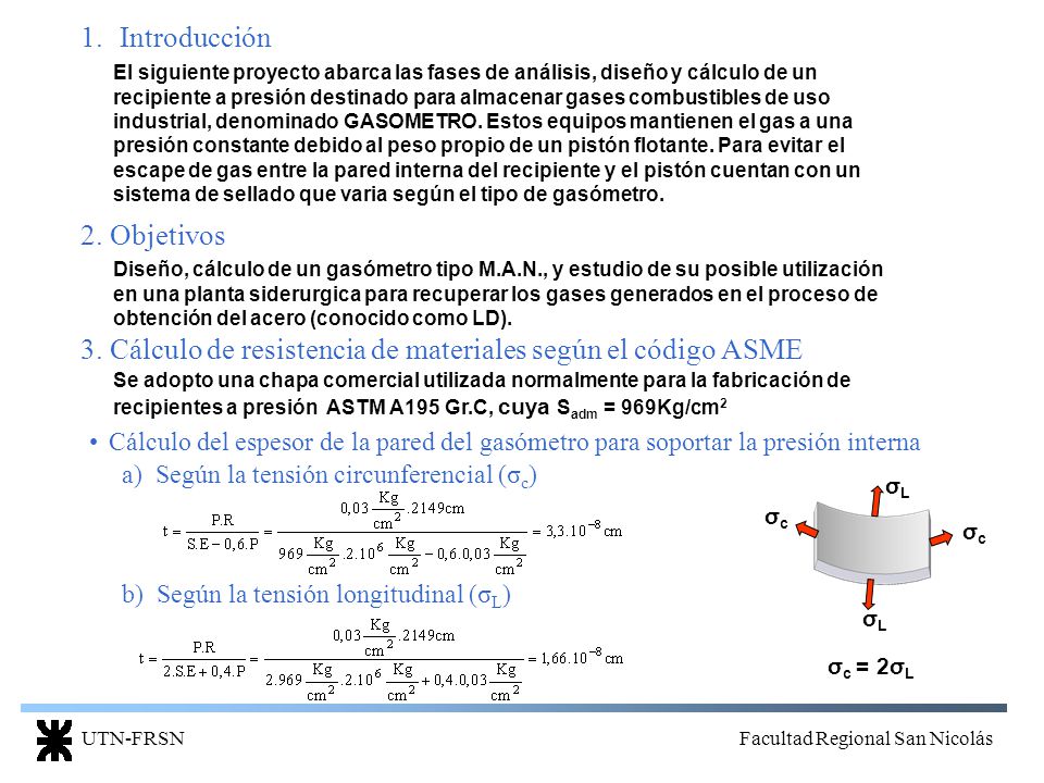 3. Cálculo de resistencia de materiales según el código ASME