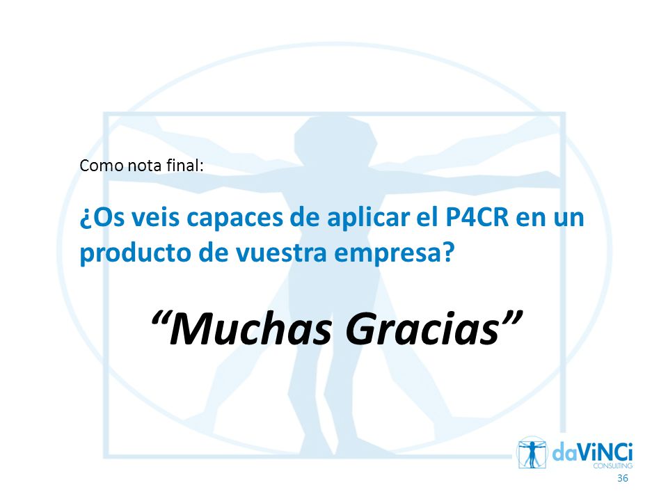 Como nota final: ¿Os veis capaces de aplicar el P4CR en un producto de vuestra empresa.
