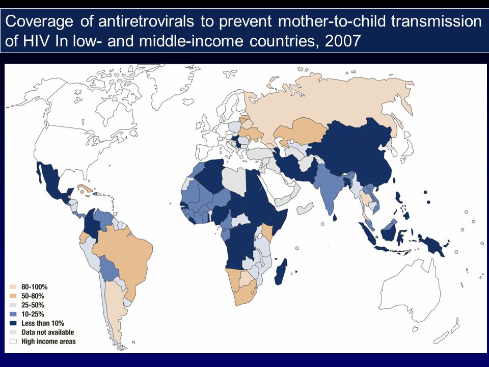 Coverage of antiretrovirals to prevent mother-to-child transmission of HIV In low- and middle-income countries, 2007