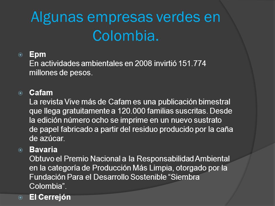 Algunas empresas verdes en Colombia.