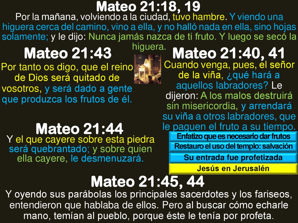 Mateo 21:43 Mateo 21:40, 41 Mateo 21:44 Mateo 21:45, 44