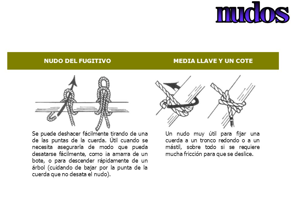 n u d o s NUDO DEL FUGITIVO MEDIA LLAVE Y UN COTE