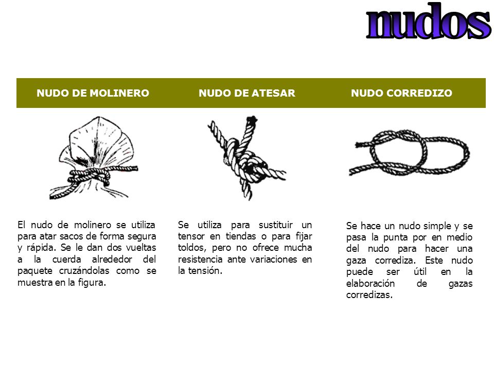n u d o s NUDO DE MOLINERO NUDO DE ATESAR NUDO CORREDIZO