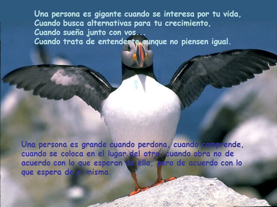 Una persona es gigante cuando se interesa por tu vida,
