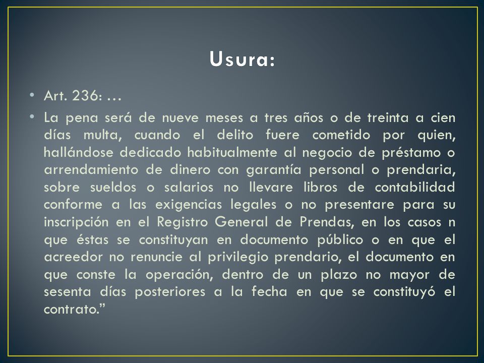 Usura: Art. 236: …