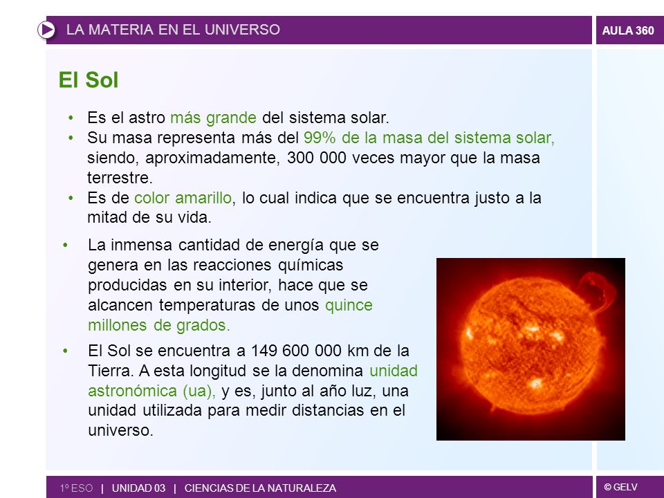 El Sol Es el astro más grande del sistema solar.