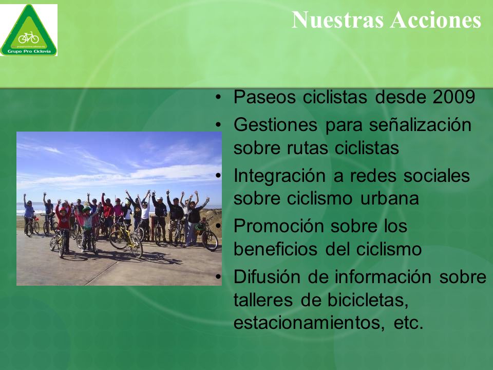 Nuestras Acciones Paseos ciclistas desde 2009