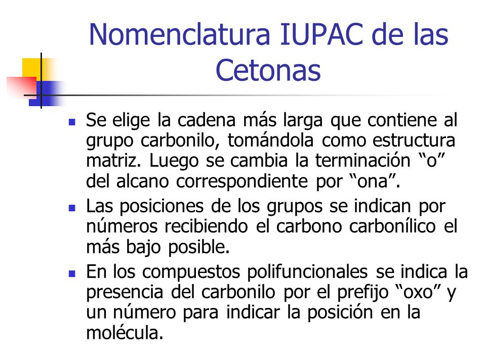 Nomenclatura IUPAC de las Cetonas