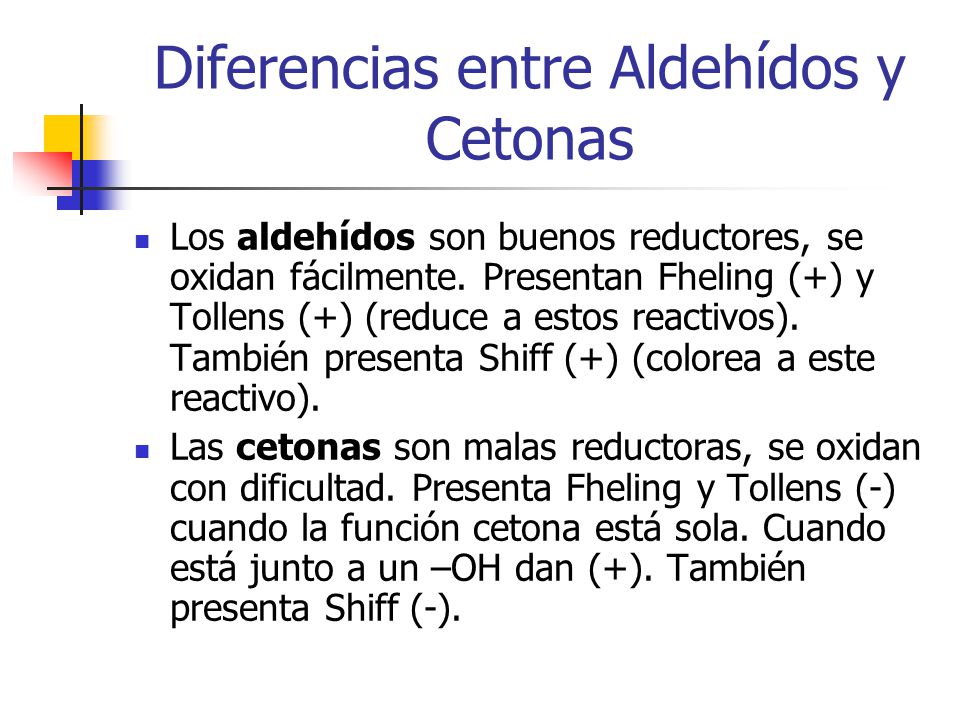 Diferencias entre Aldehídos y Cetonas