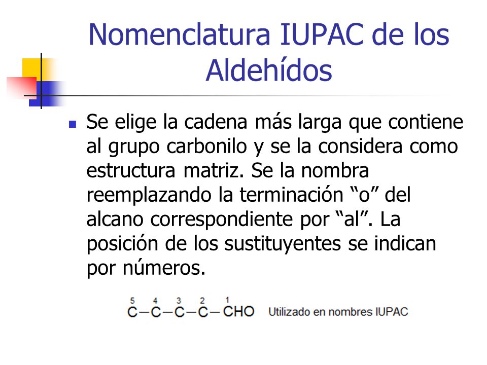 Nomenclatura IUPAC de los Aldehídos