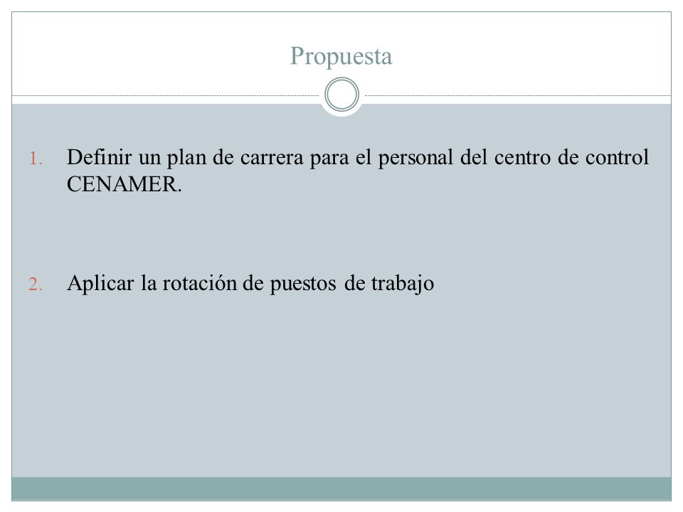 Propuesta Definir un plan de carrera para el personal del centro de control CENAMER.
