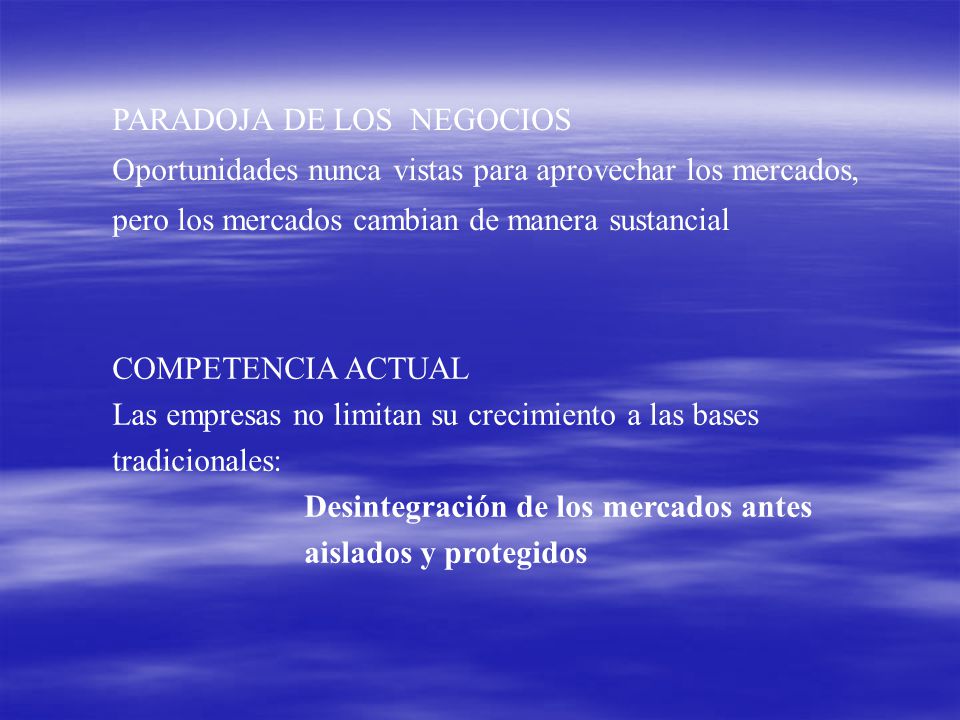 PARADOJA DE LOS NEGOCIOS