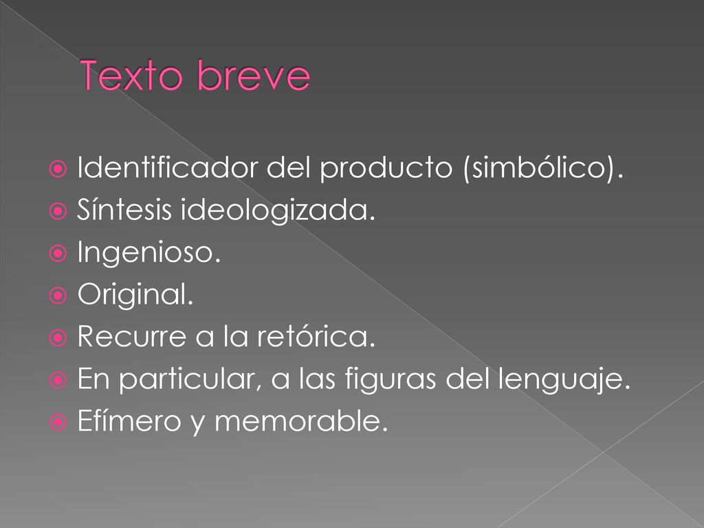 Texto breve Identificador del producto (simbólico).
