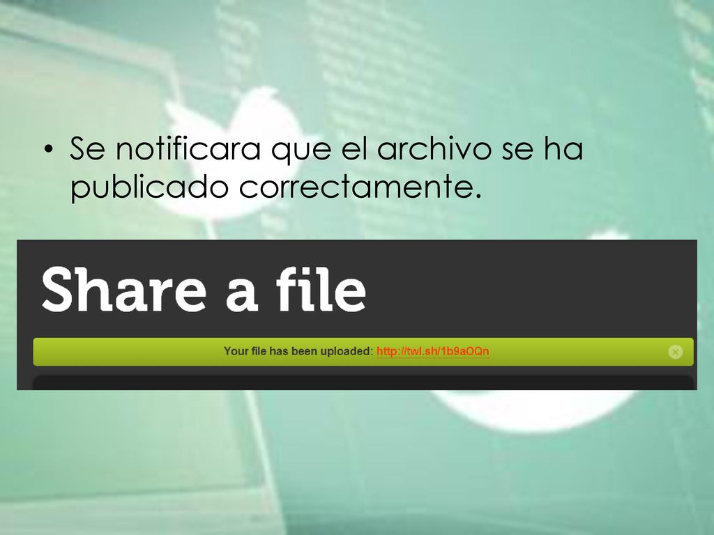Se notificara que el archivo se ha publicado correctamente.