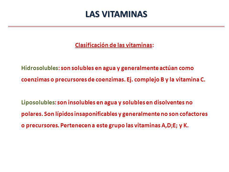 Clasificación de las vitaminas: