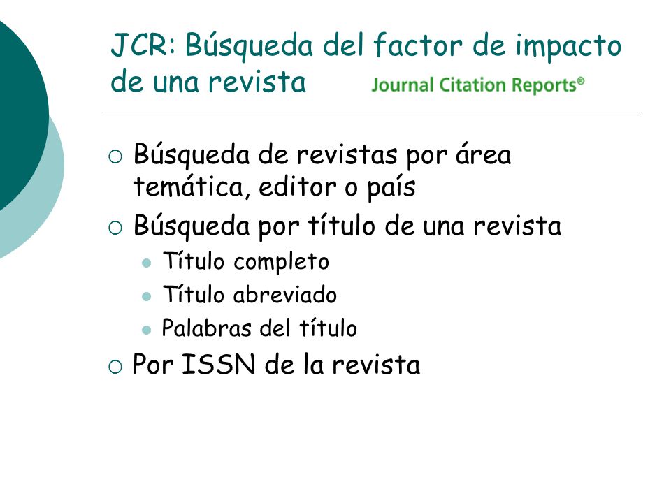 JCR: Búsqueda del factor de impacto de una revista