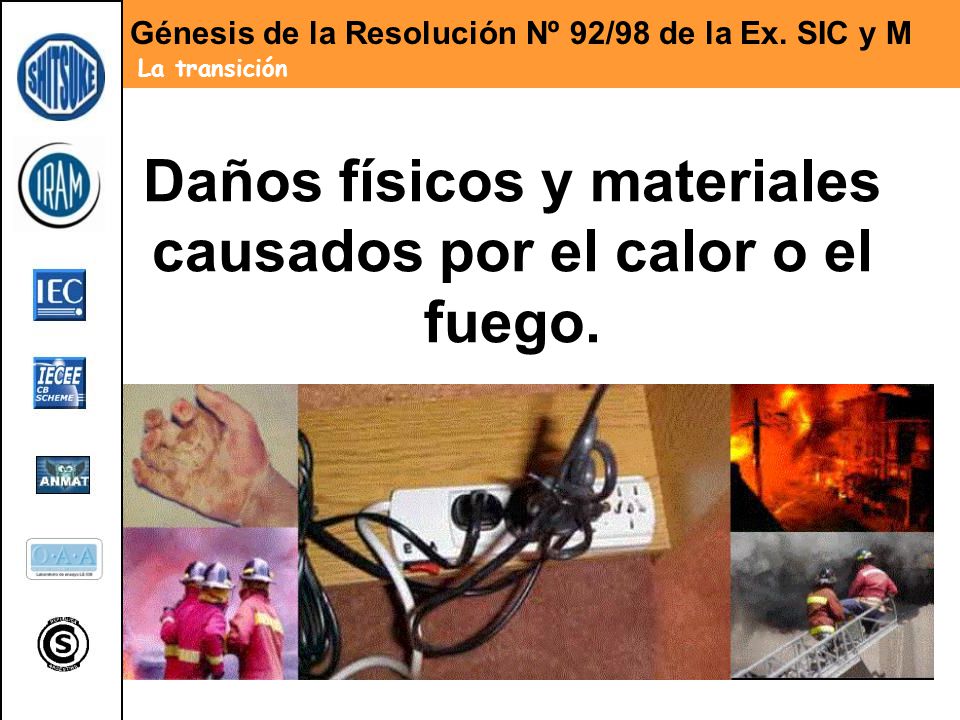 Daños físicos y materiales causados por el calor o el fuego.