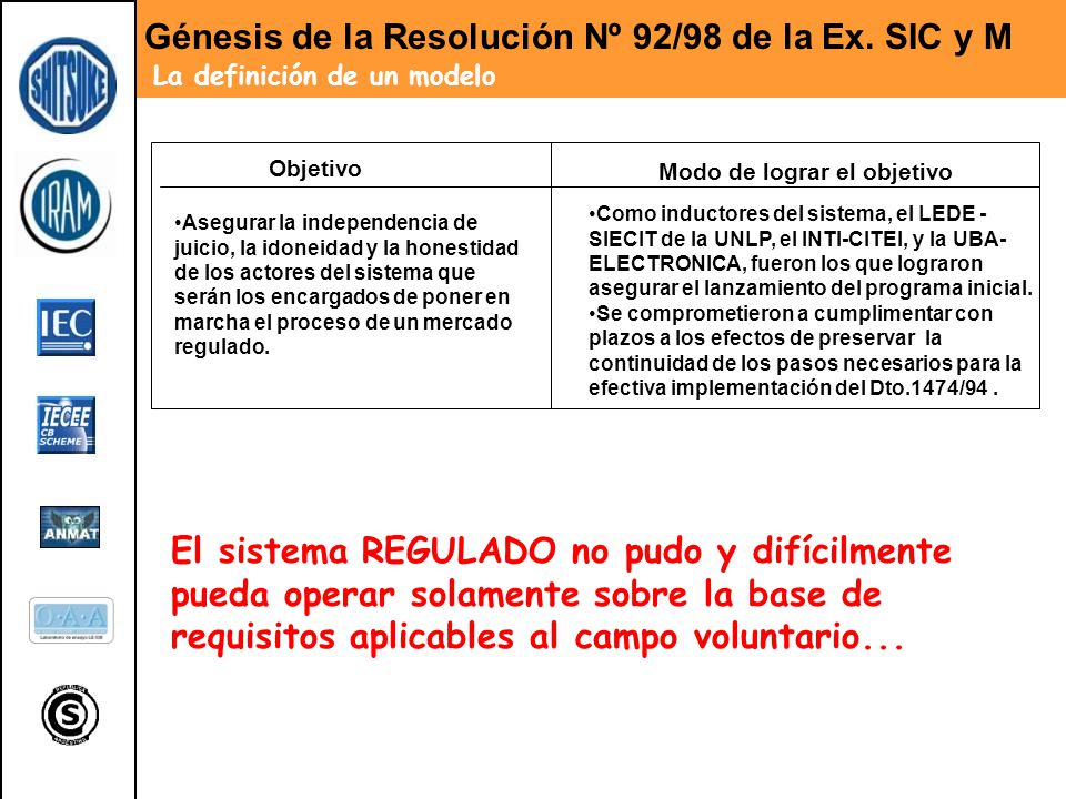 Génesis de la Resolución Nº 92/98 de la Ex. SIC y M