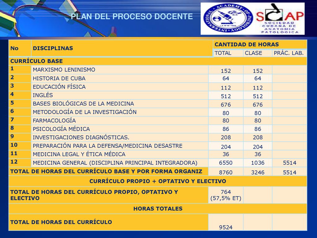 PLAN DEL PROCESO DOCENTE CURRÍCULO PROPIO + OPTATIVO Y ELECTIVO