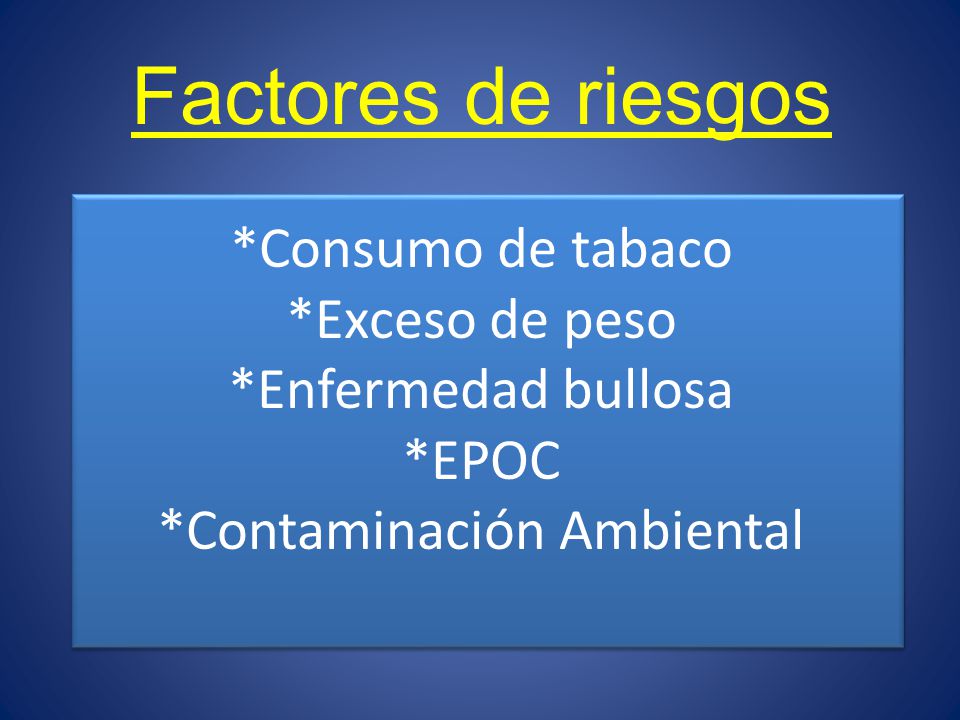 Factores de riesgos. Consumo de tabaco. Exceso de peso